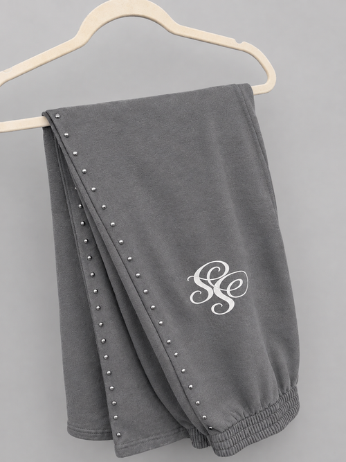 Custom studded oversized sweatpants